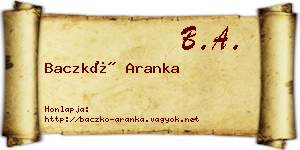 Baczkó Aranka névjegykártya